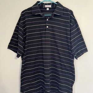Peter Millar Men’s Short Sleeve Polo 100% Cotton Black Purple Stripe Size L